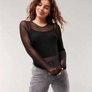 Hollister Sheer Long Sleeve Top